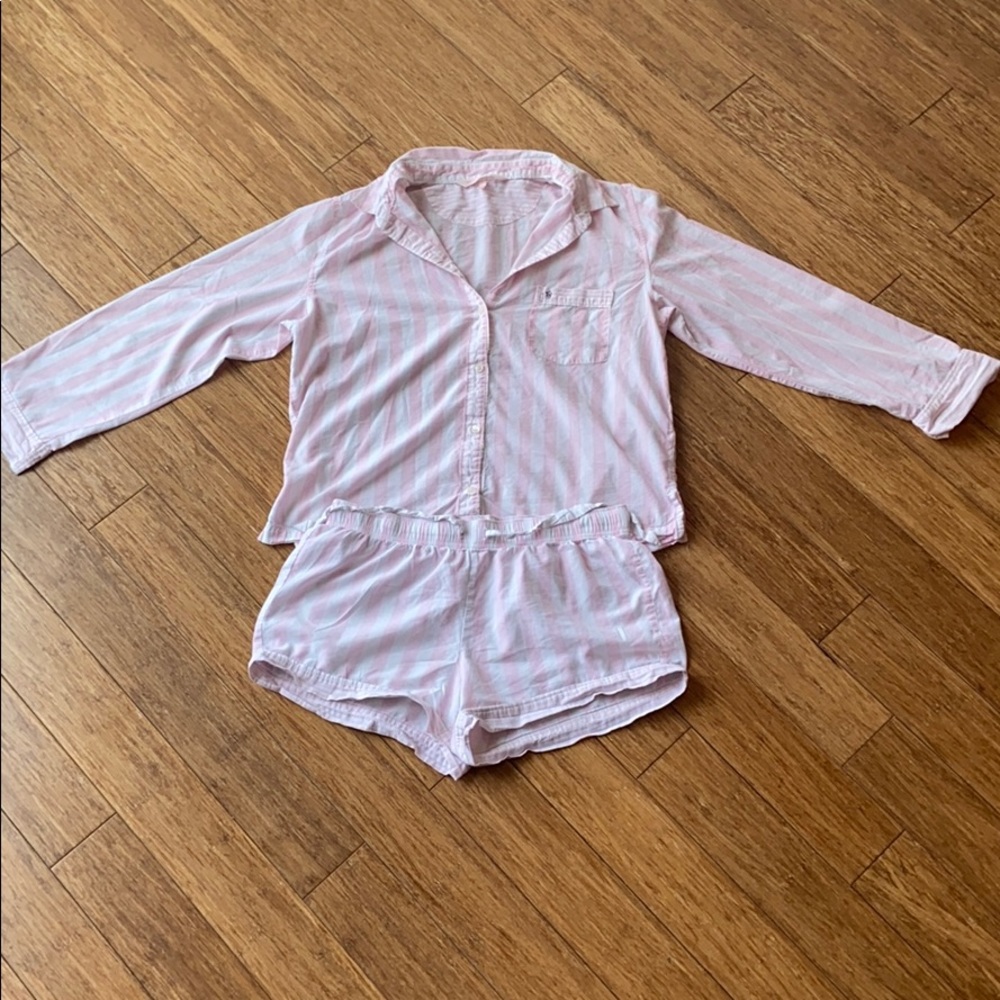 Victoria’s Secret Pink and White Stripped Pajamas